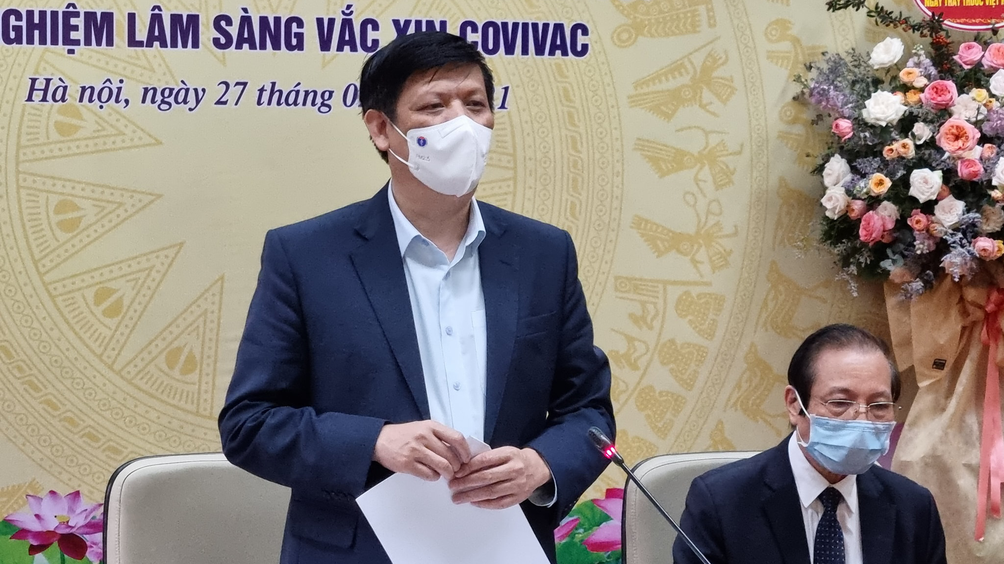 Bộ trưởng Bộ Y tế Nguyễn Thanh Long cho biết kết quả đánh giá tiền lâm sàng vaccine Covivac hiện nay là khá tốt. Ảnh - Tuấn Dũng. 