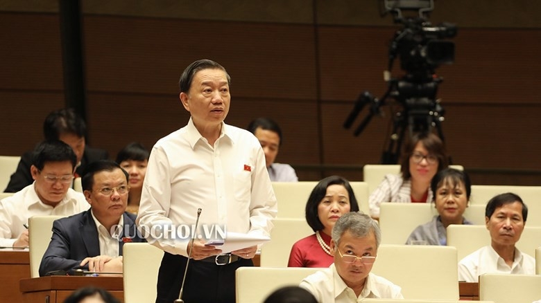 Bộ trưởng Bộ Công an Tô Lâm trả lời chất vấn trước Quốc hội.