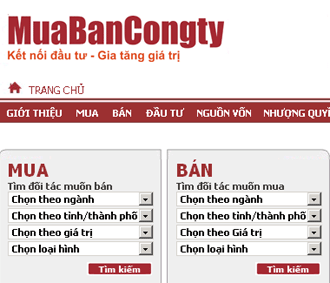 Giao diện trang chủ muabancongty.com.