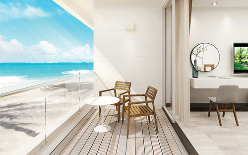 Tất cả 121 căn biệt thự Mövenpick Villas, 132 căn hộ nghỉ dưỡng Movenpick Condotel và 250 phòng khách sạn đều có thiết kế hướng biển, nhìn thấy biển và liền kề mặt biển.