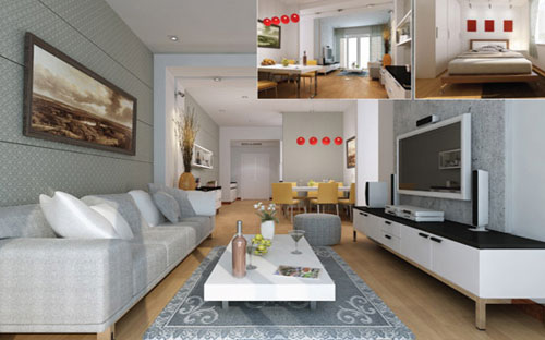 Bên trong căn hộ mẫu HUD3 Tower.<br>