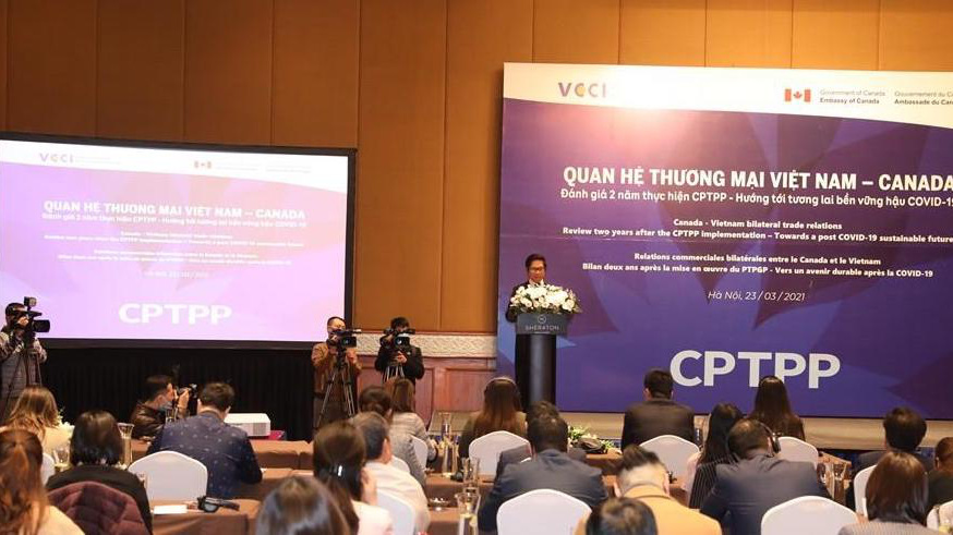 Hội thảo đánh giá 2 năm thực hiện CPTPP - Hướng tới tương lai bền vững hậu Covid-19 - Ảnh: VGP