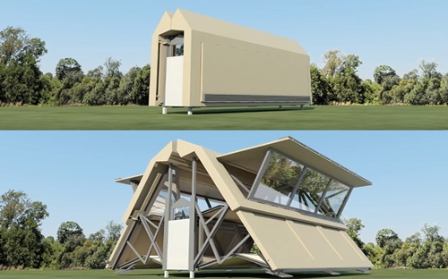 Được chế tạo bởi công ty Ten Fold Engineering, căn nhà "đóng hộp" này có thể bung ra hoàn toàn chỉ trong 8 phút. Có giá từ 129.000 USD, mô hình này không chỉ dừng lại ở nhà ở mà còn có thể áp dụng cho trường học, văn phòng, khách sạn... và dự kiến ra mắt từ cuối năm 2018 - Video: Business Insider.<br>