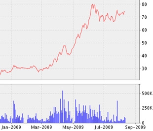 Biểu đồ diễn biến giá cổ phiếu TDH từ đầu năm tới nay - Nguồn: VNDS.