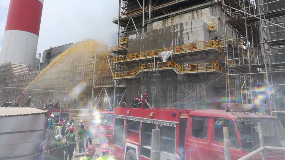 Hiện trường vụ cháy Nhà máy Nhiệt điện Duyên hải 3. 