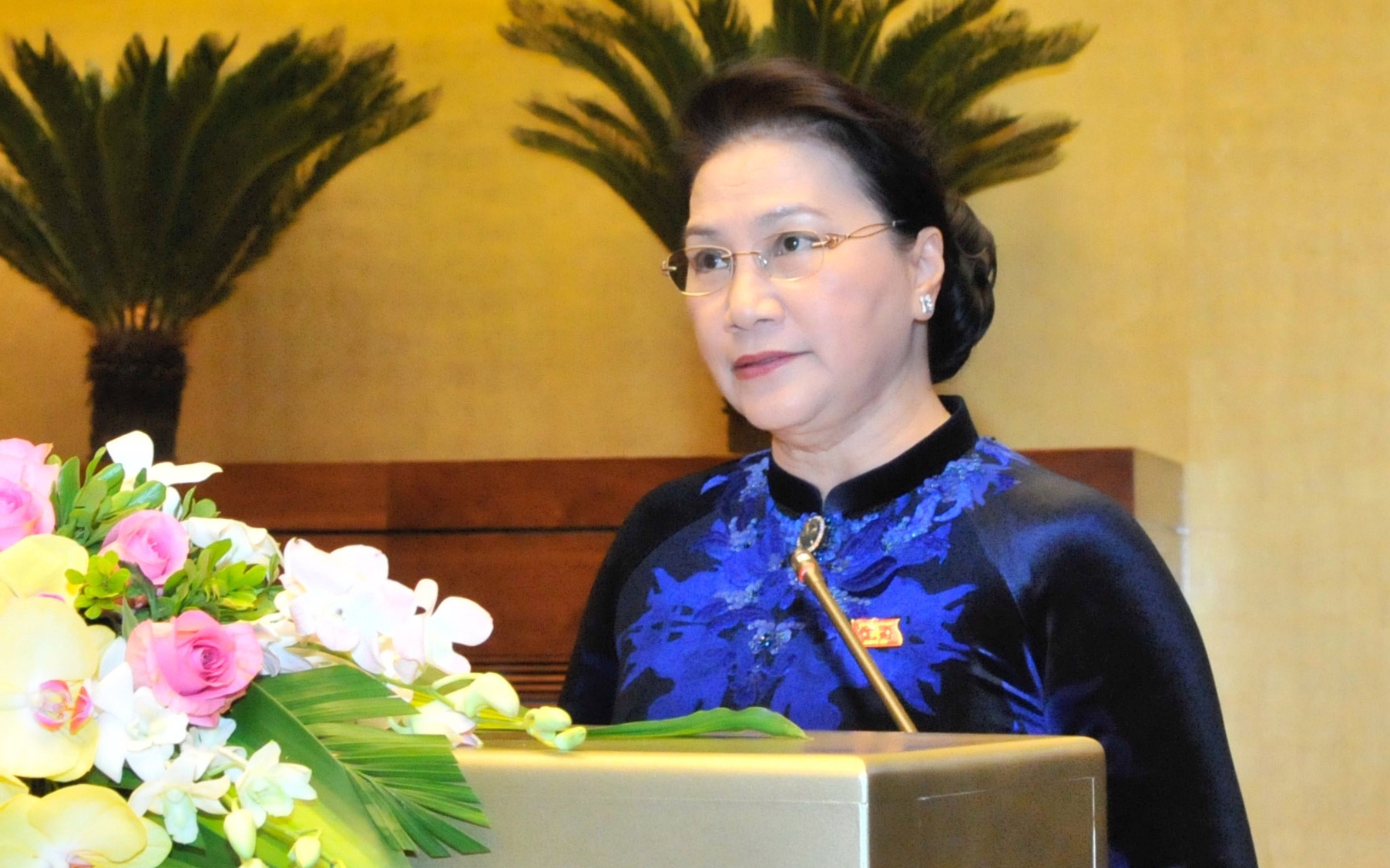 Chủ tịch Quốc hội Nguyễn Thị Kim Ngân phát biểu khai mạc kỳ họp thứ tư của Quốc hội, sáng 23/10.