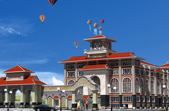 Phối cảnh khu nhà chợ chính của chợ Phố Hiến.