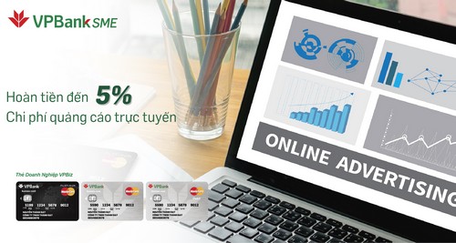 Chủ thẻ VPBiz có thể được hoàn tiền lên đến 5% giá trị hợp đồng khi sử dụng thẻ để thanh toán các giao dịch quảng cáo.