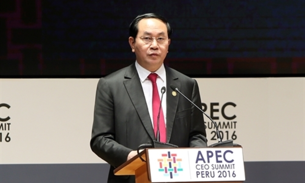 Chủ tịch nước Trần Đại Quang phát biểu tại APEC hôm 20/11.