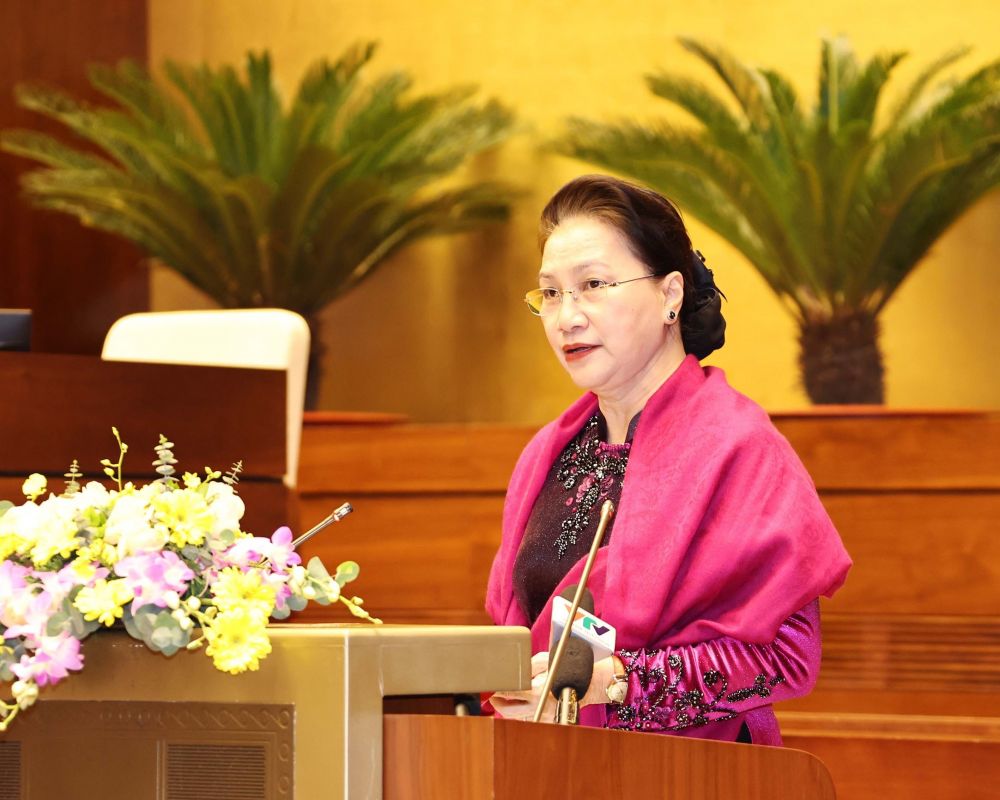 Chủ tịch Quốc hội Nguyễn Thị Kim Ngân chủ trì Hội nghị tổng kết Năm Chủ tịch Hội đồng Liên nghị viện Hiệp hội các quốc gia Đông Nam Á 2020 (Chủ tịch AIPA 2020) và Đại hội đồng Liên nghị viện các quốc gia Đông Nam Á lần thứ 41 (AIPA 41) ngày 23/12/2020 - Ảnh: TTXVN