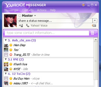 Giao diện của Yahoo Messenger 9.0 bản Beta.