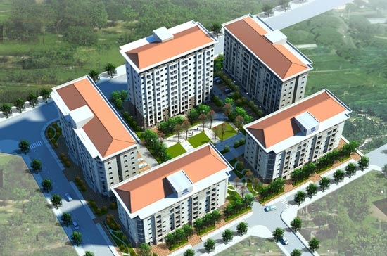 Phối cảnh tổng thể dự án nhà giá thấp tại khu đô thị mới Đặng Xá của Viglacera.