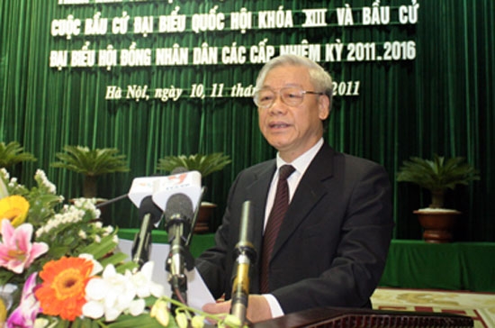 Tổng bí thư, Chủ tịch Quốc hội Nguyễn Phú Trọng phát biểu tại Hội nghị - Ảnh Chinhphu.vn
