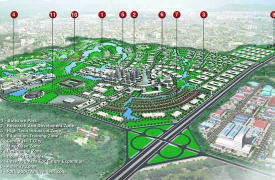 Phối cảnh tổng thể Khu công nghệ cao Hòa Lạc.