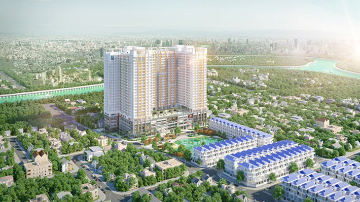 Phối cảnh tổng thể dự án  dự án Green Star Sky Garden trên đường Nguyễn Lương Bằng ngay sát Phú Mỹ Hưng.