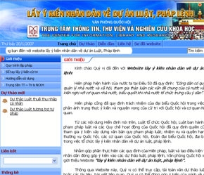 Giao diện của website duthaoonline.quochoi.vn.