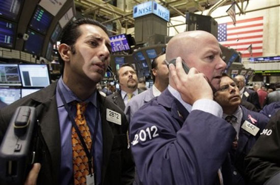 Chứng khoán Mỹ lại phủ màu ảm đạm - Ảnh: AP.