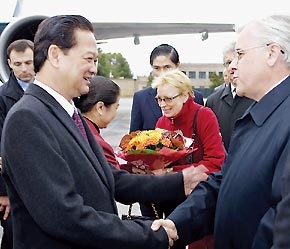 Việt Nam và Nga sẽ đẩy mạnh hợp tác về kinh tế thương mại, nhất là những dự án ưu tiên trong lĩnh vực dầu khí, năng lượng điện, khai thác và chế biến khoáng sản... - Ảnh: TTXVN.