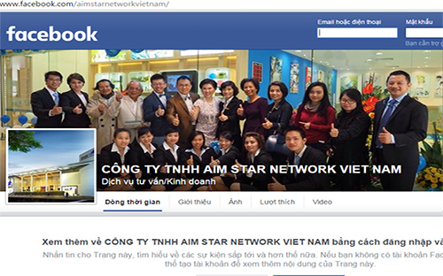 Trang Facebook được cho là của&nbsp;Công ty TNHH Aim Star Network Việt Nam.