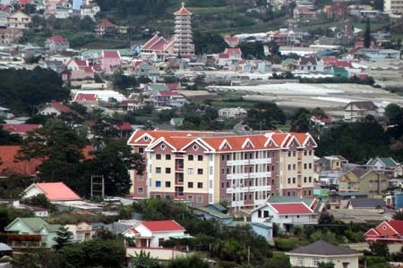 Một góc thành phố Đà Lạt nhìn từ trên cao.