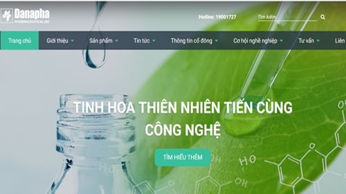 Trang web của Công ty cổ phần Dược Danapha (Đà Nẵng).