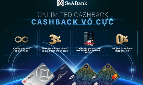 Hoàn tiền không giới hạn với thẻ quốc tế SeABank