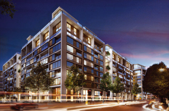 Một góc bản thiết kế khu căn hộ cao cấp 375 Kensington High Street tại London.