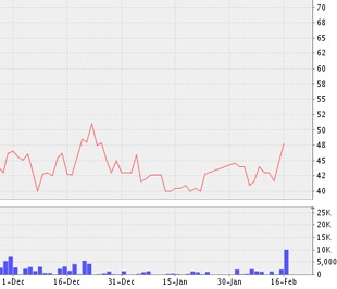 Biểu đồ diễn biến giá cổ phiếu DTC kể từ tháng 12/2008 đến nay - Nguồn ảnh: VNDS.