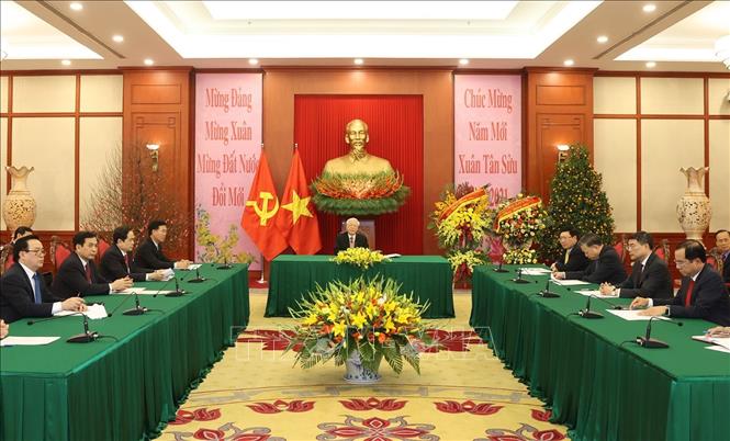 Toàn cảnh cuộc điện đàm - Ảnh: TTXVN