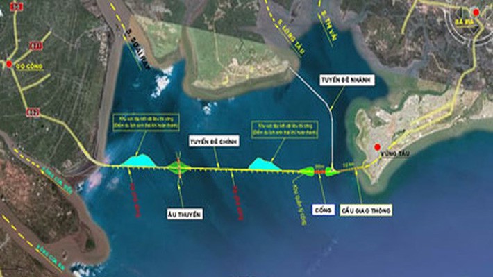 Sơ đồ họa tuyến đê biển Vũng Tàu - Gò Công.