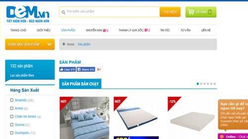 Trang web của Công ty cổ phần Vua Nệm.