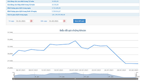 Sơ đồ giá cổ phiếu DIG từ đầu năm đến nay.
