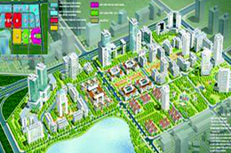 Phối cảnh khu đô thị Đông Nam Trần Duy Hưng và khu vực dự kiến xây khu liên cơ quan hành chính của Hà Nội.