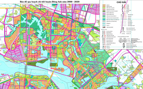 Bản đồ quy hoạch chi tiết huyện Đông Anh năm 2000-2020.<br>