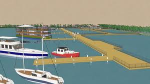 Mô hình thiết kế bến du thuyền tại hồ Tây. Theo lãnh đạo quận Tây Hồ, hiện địa điểm xây dựng bến du thuyền đã được Sở Quy hoạch - Kiến trúc Hà Nội chấp thuận.