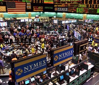 Sàn giao dịch dầu lửa tại Sở Giao dịch Hàng hóa New York.