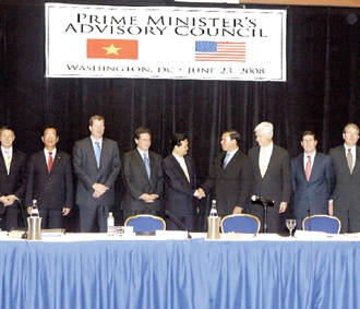 Thủ tướng tại buổi làm việc với Hội đồng Tư vấn Việt - Mỹ - Ảnh: TTXVN.