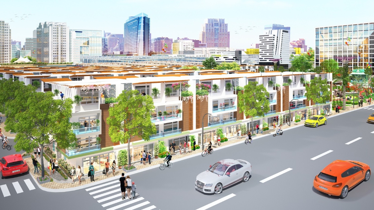 Eco Town Long Thành có tổng diện tích 9 ha gồm khoảng 462 nền nhà phố, biệt thự.