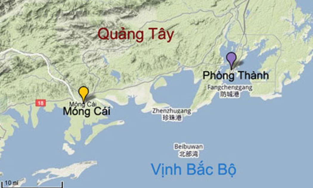Phòng Thành cách Móng Cái khoảng 60 km đường chim bay - Ảnh: T.L (SGTT).