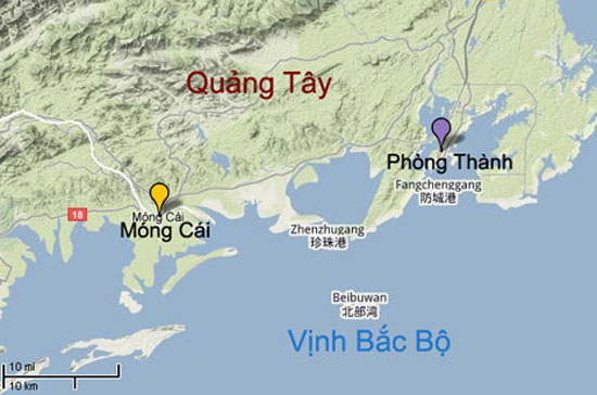 Phòng Thành cách Móng Cái khoảng 60 km đường chim bay - Ảnh: T.L (SGTT).