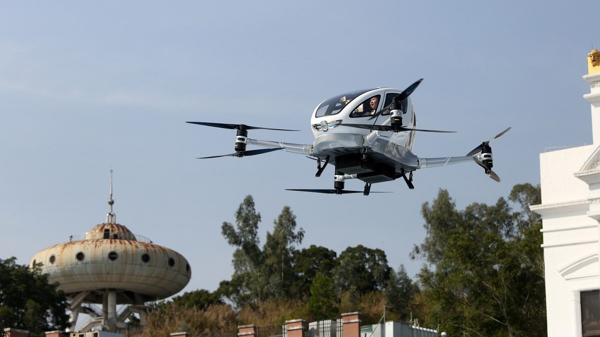 Máy báy không người lái Ehang 184 chở khách tại Quảng Châu, Trung Quốc - Ảnh: Getty Images.