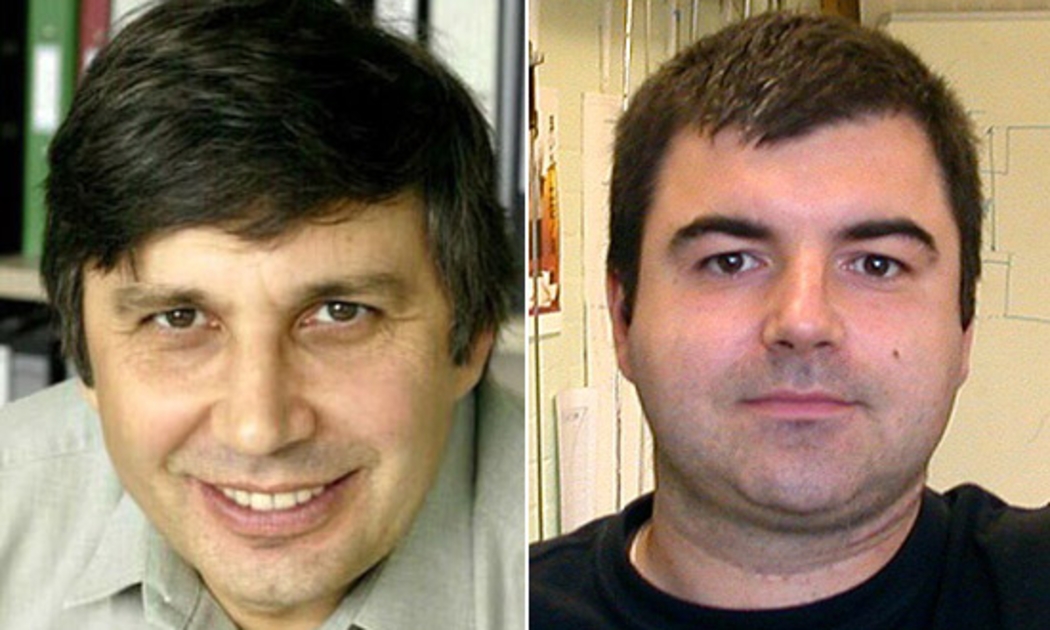 Từ trái qua: Andre Geim, Konstantin Novoselov - Ảnh: Nobel.