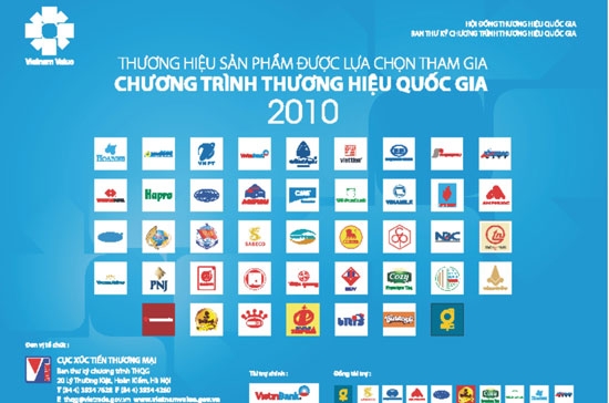 Logo các doanh nghiệp được lựa chọn tham gia Chương trình Thương hiệu Quốc gia.