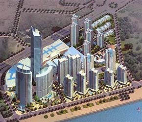 Phối cảnh trên cao nhìn xuống của khu phức hợp dịch vụ - thương mại do VinaCapital đầu tư tại phường An Hải Tây, quận Sơn Trà, Đà Nẵng.