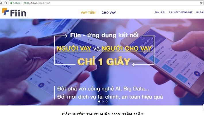 Giao diện của trang kết nối người vay và người cho vay của Công ty cổ phần Đổi mới Công nghệ Tài chính Fiin - Ảnh chụp màn hình.
