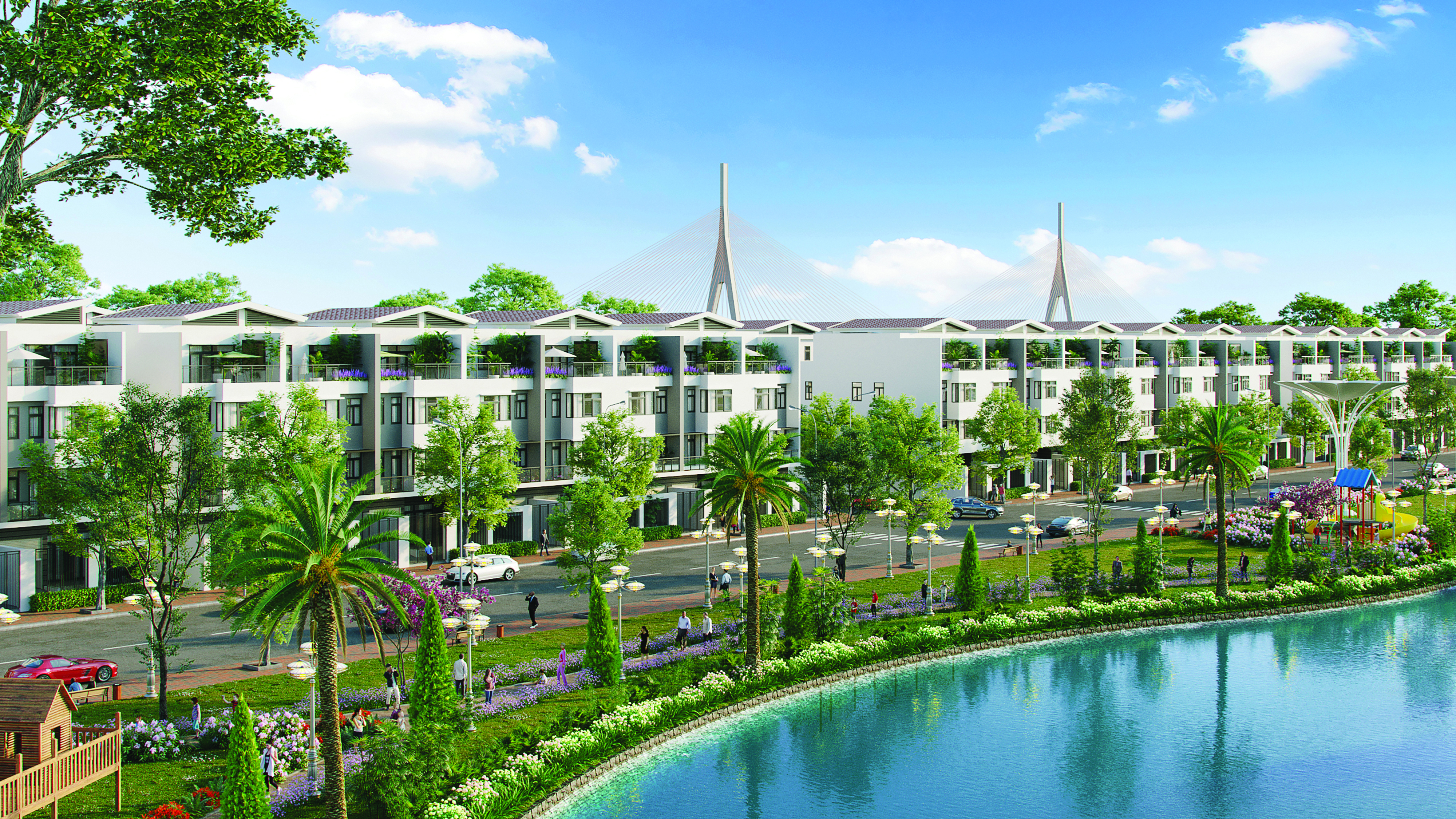 King Bay có diện tích mặt nước và cây xanh được quy hoạch dày đặc để mang lại bầu không khí trong lành cho cư dân.