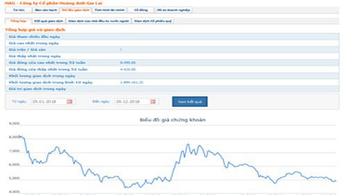 Biểu đồ giao dịch giá cổ phiếu HAG từ đầu năm đến nay - Nguồn: HOSE.