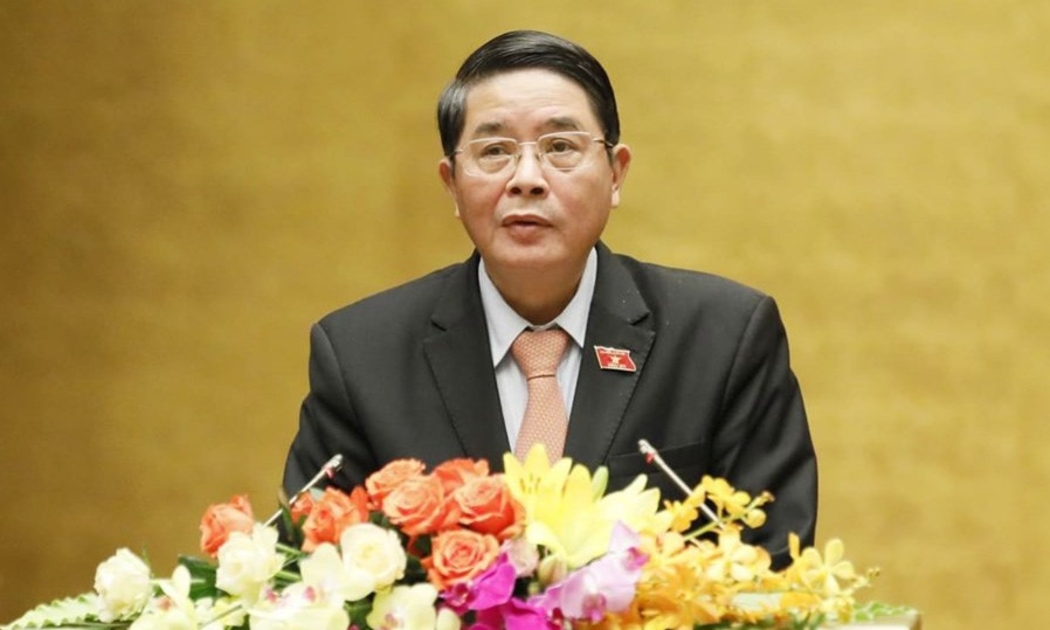 Chủ nhiệm Uỷ ban Tài chính -  Ngân sách Nguyễn Đức Hải trình bày báo cáo thẩm tra 