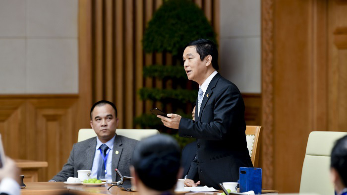 Ông Lê Viết Hải phát biểu trong Gala kỷ niệm 15 năm ngày Doanh nhân Việt Nam tại Văn phòng Chính phủ.