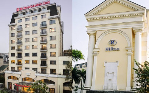 Hai khách sạn Hilton tại Hà Nội dù có vị trí gần nhau nhưng mục tiêu khách hàng lại khác nhau.<br>